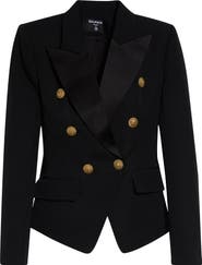 Balmain Double Breasted Grain de Poudre Wool Blazer