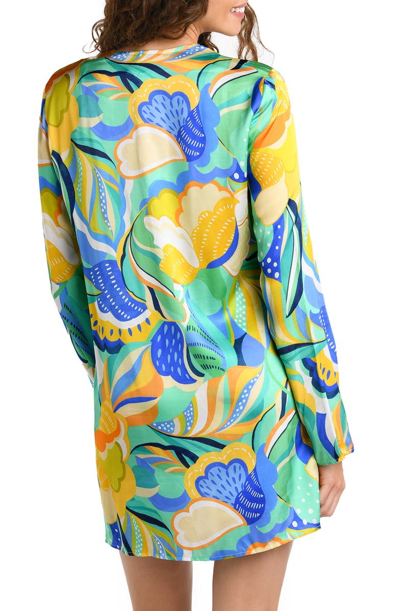 La Blanca Lace-Up Cover-Up Tunic, Alternate, color,