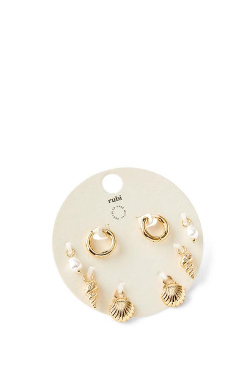 Rubi Shoes Charm Huggie Set In Up Summer Charm Gold