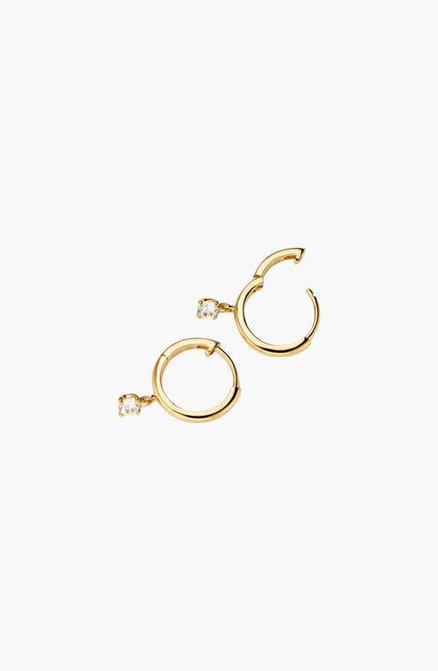 Round Sapphire Hoop Earrings