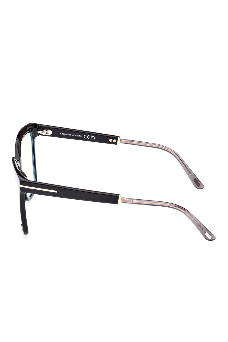 56mm Square Blue Light Blocking Optical Glasses, Alternate, color, BLACK ROSE GOLD / T LOGO