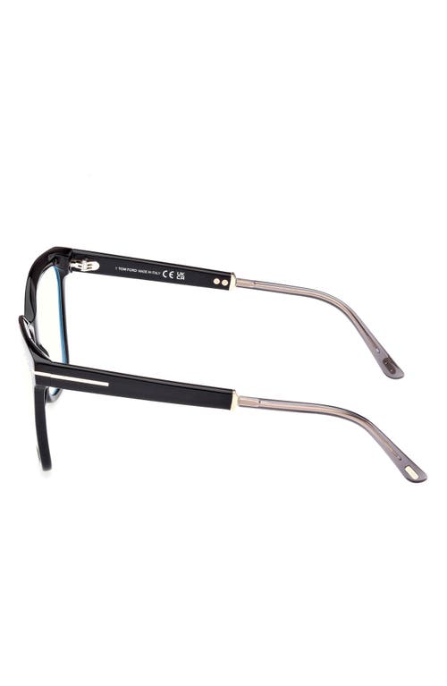 Tom Ford 56mm Square Blue Light Blocking Optical Glasses In Black