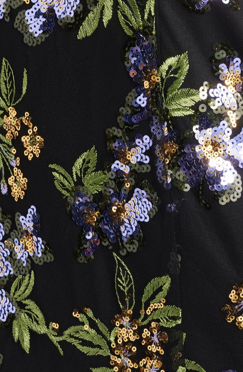 Sam Edelman Flower Sequin Embroidered Midi Dress, Alternate, color, Black Lavander