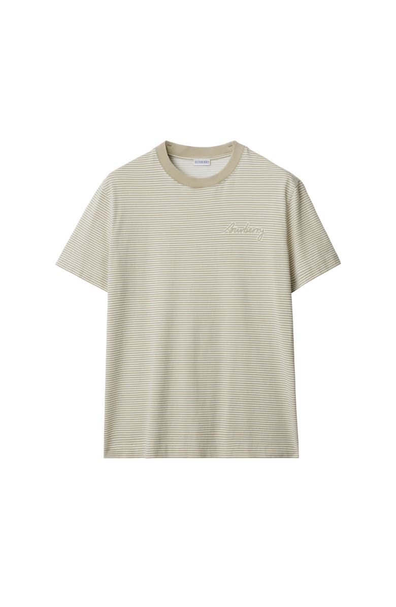 Burberry Striped Cotton T-shirt, Alternate, color, Skylark