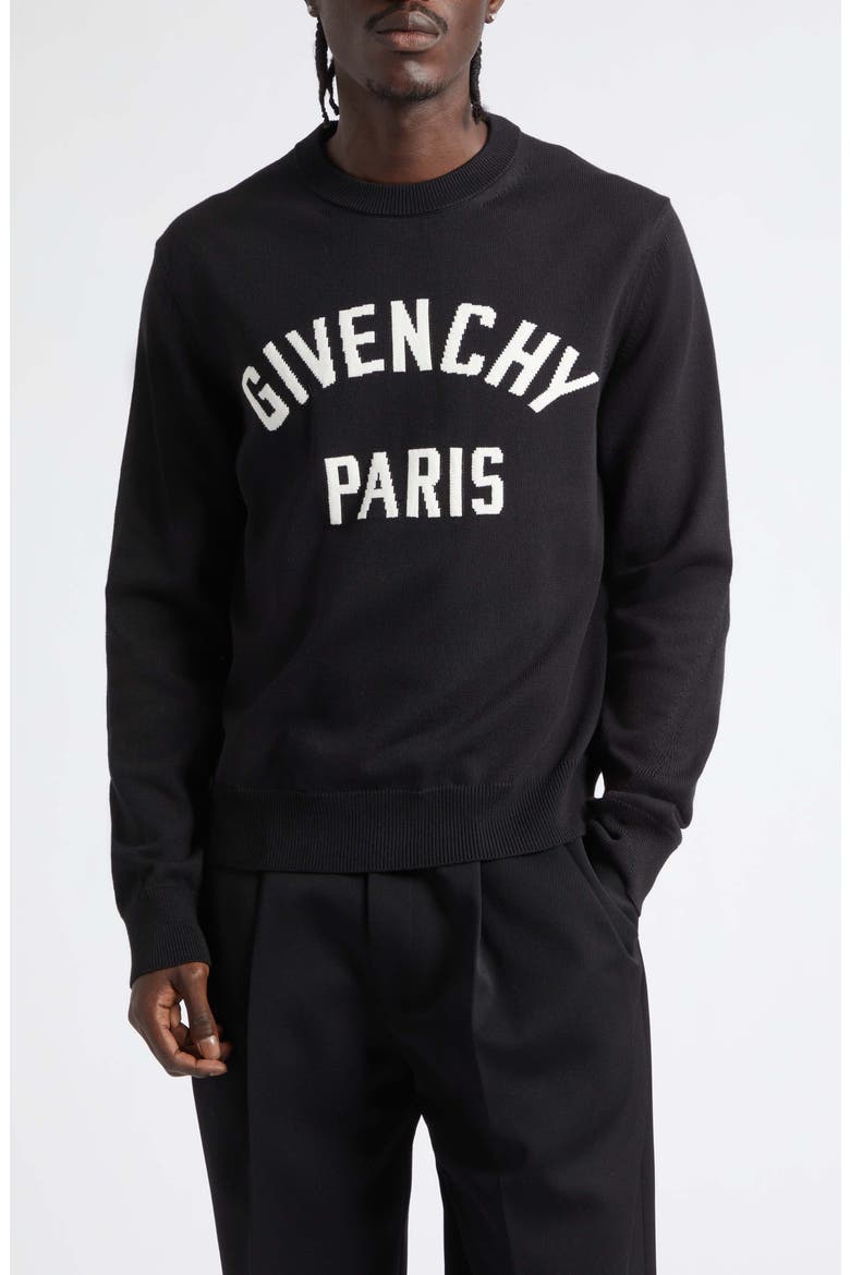 Couture Intarsia Crewneck Sweater, Main, color, BLACK