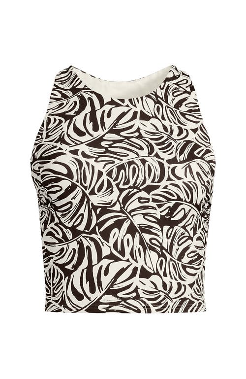Lands' End Chlorine Resistant High Neck Racerback Midkini Swimsuit Top In Brown