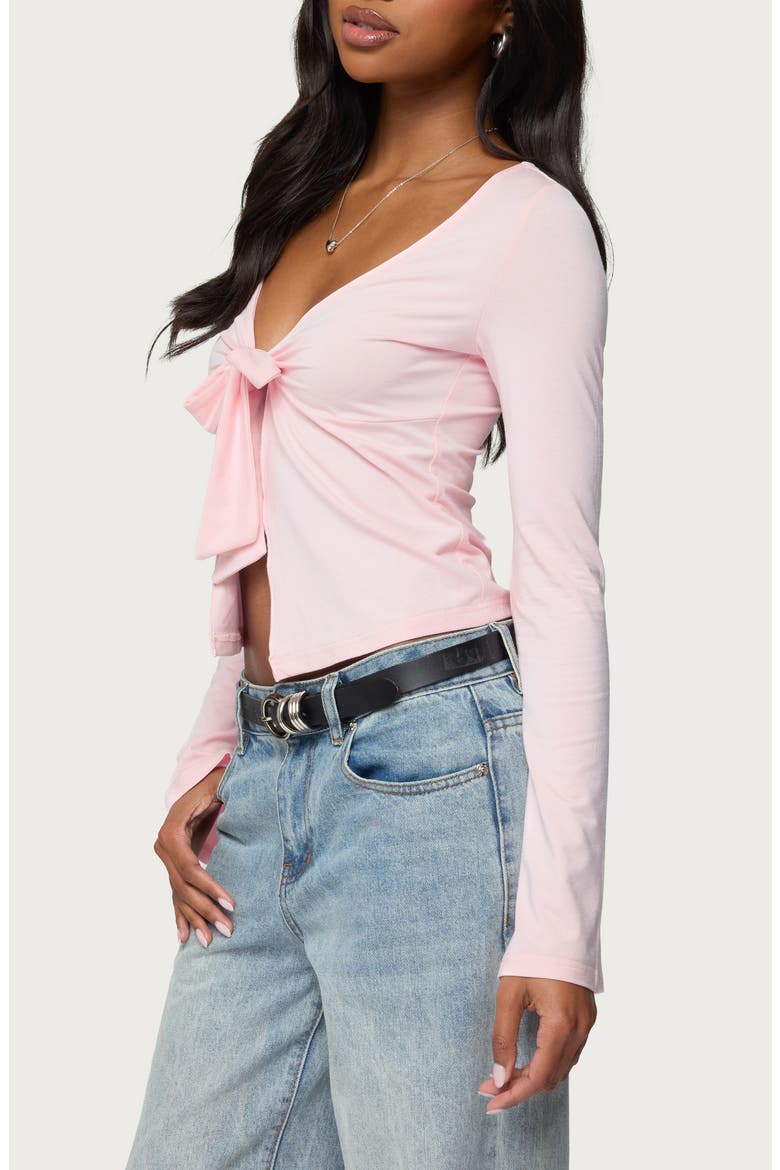 Scarlette Tie Front Top, Alternate, color, LIGHT-PINK