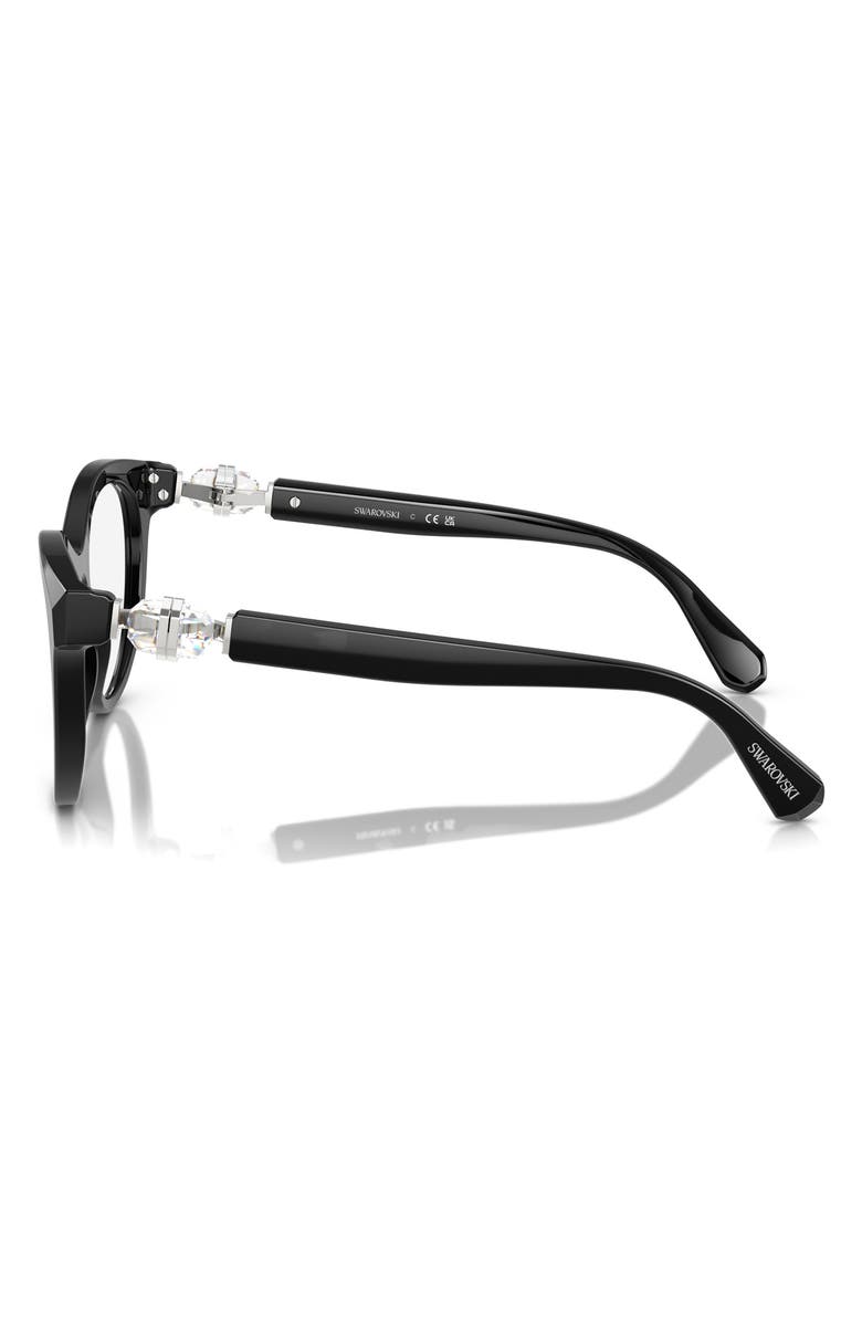 Swarovski 50mm Round Optical Glasses, Alternate, color, Black