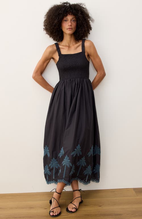 Marine Layer Selene Fit & Flare Eyelet Embroidered Sundress In Black