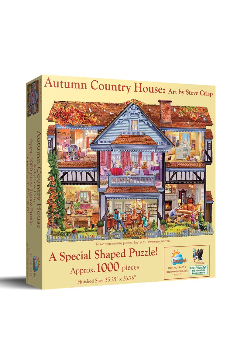 Sunsout Autumn Country House 1000 piece Jigsaw Puzzle for Adults Special Shape, Main, color, Multicolor