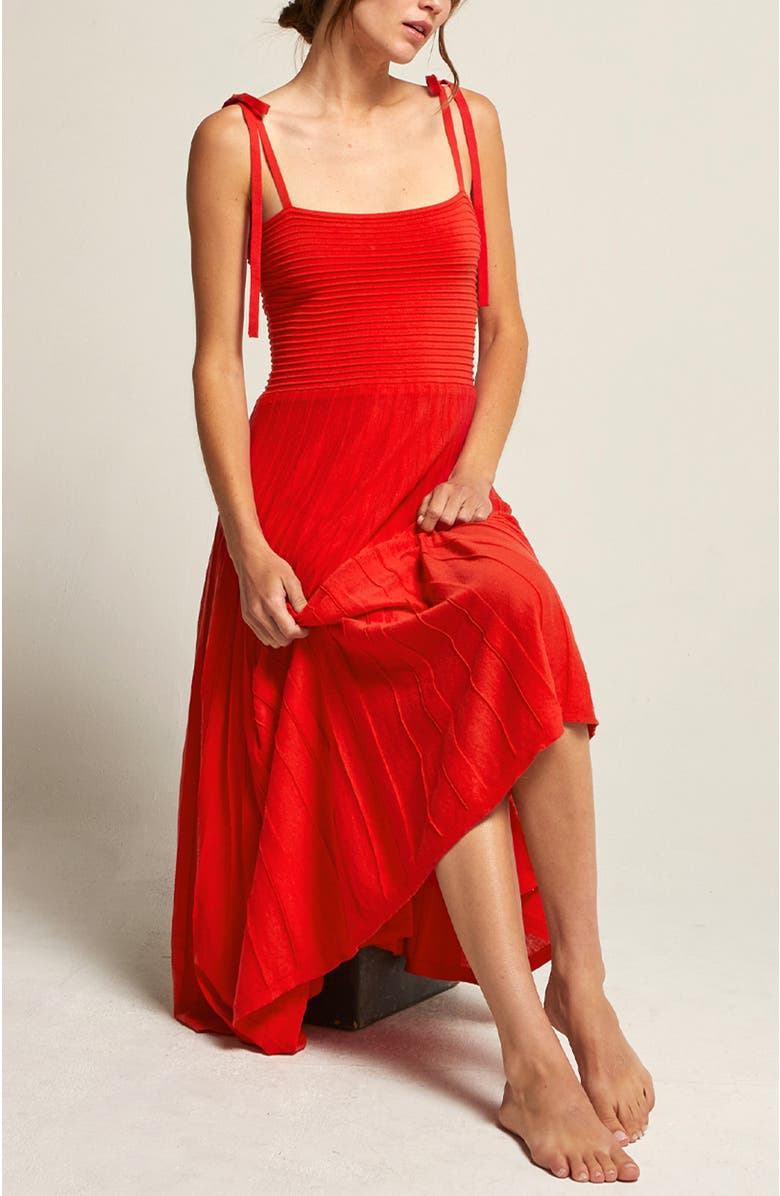 CRESCENT Mixed Media Knit Midi Dress, Alternate, color, 