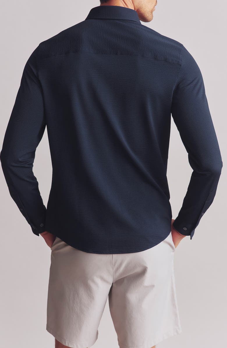 Rhone Commuter Seersucker Button-Up Shirt, Alternate, color, True Navy