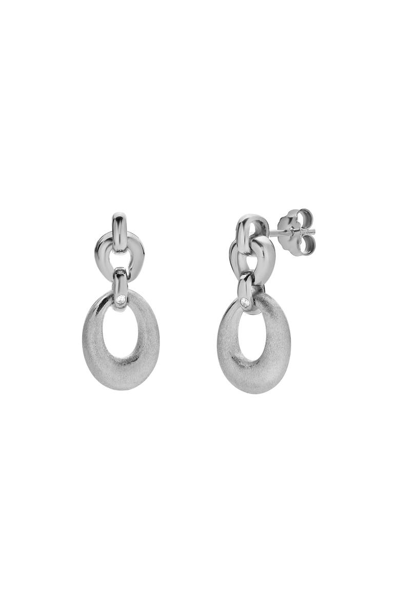 Orvella Sterling Silver 0.01 Ct Diamond Oval Drop Earrings, Alternate, color, 925 Sterling Silver