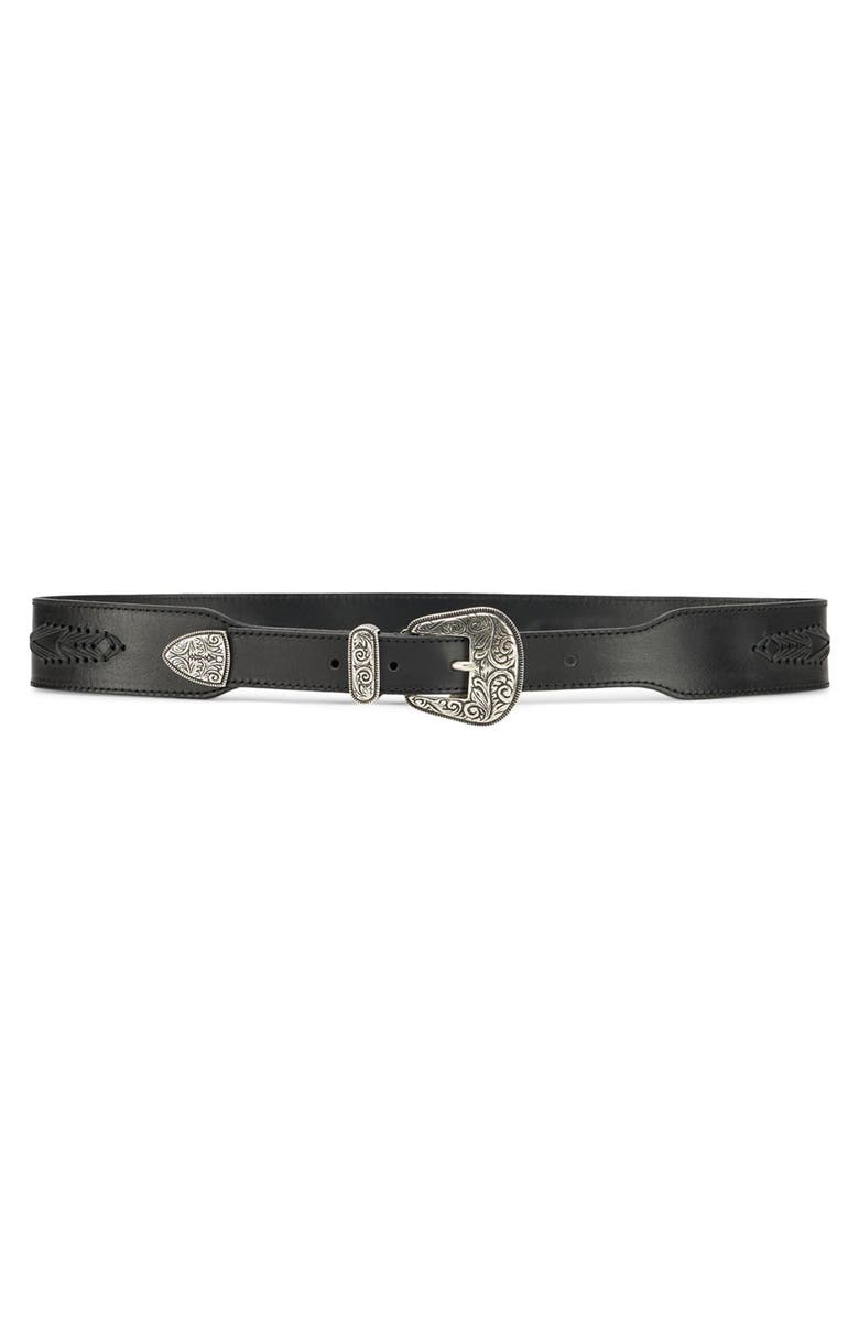Fortela Cattle Calf Leather Belt with Studs, Alternate, color, Black