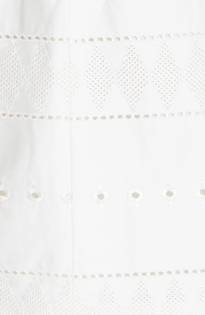 Ted Baker London Embroidered Ruffle Stretch Cotton Shift Dress, Alternate, color, 