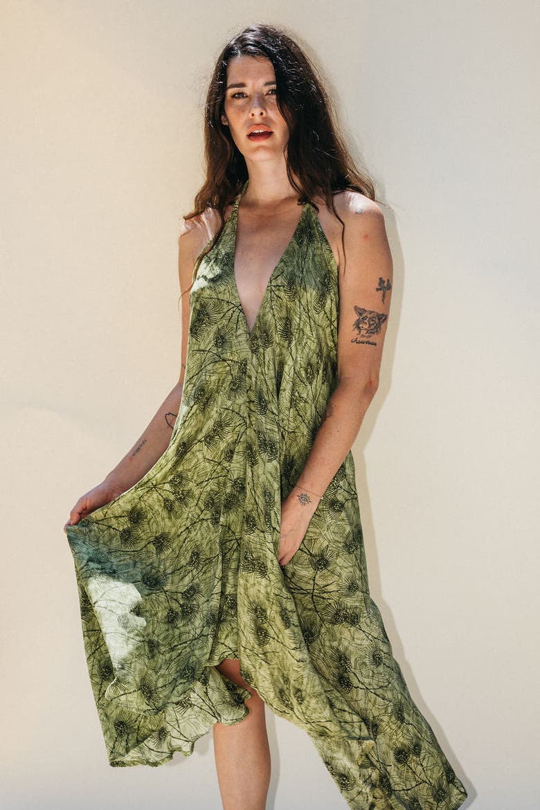 Classic Silk Dress Carly, Alternate, color, Green