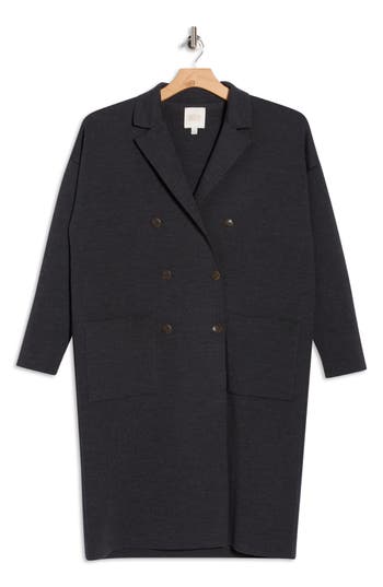 Twp Wool Knit Overcoat In Black