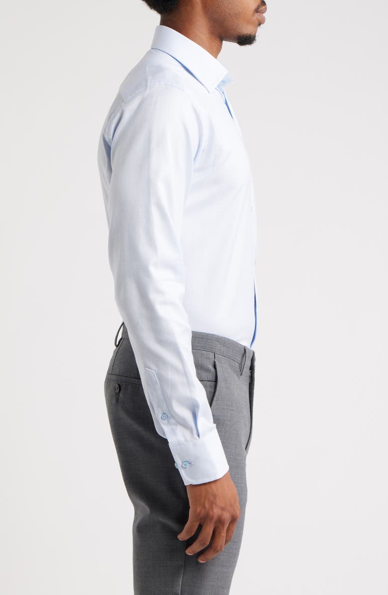 David Donahue Slim Fit Stretch Micro Twill Dress Shirt, Alternate, color, White/ Sky