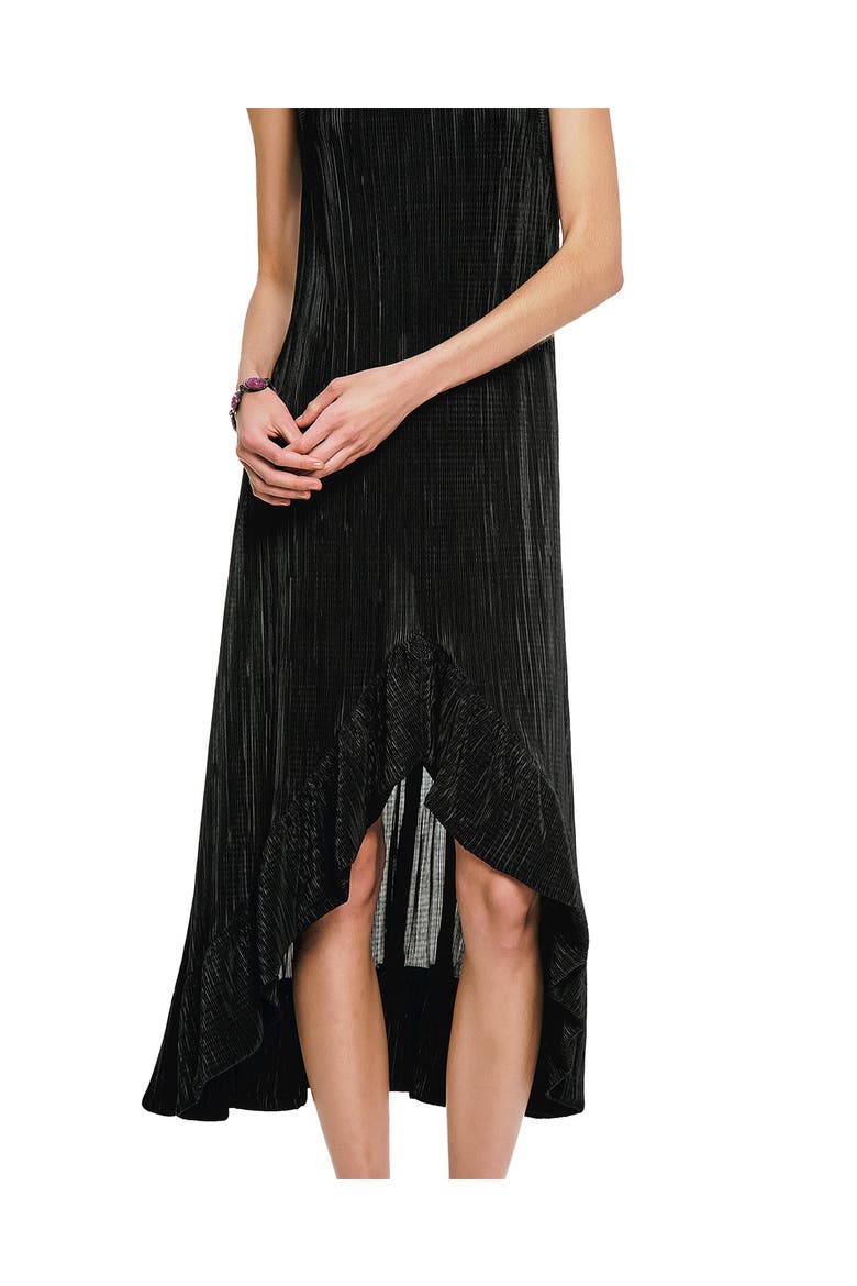 Plisse Hi-Low  Dress, Alternate, color, Black