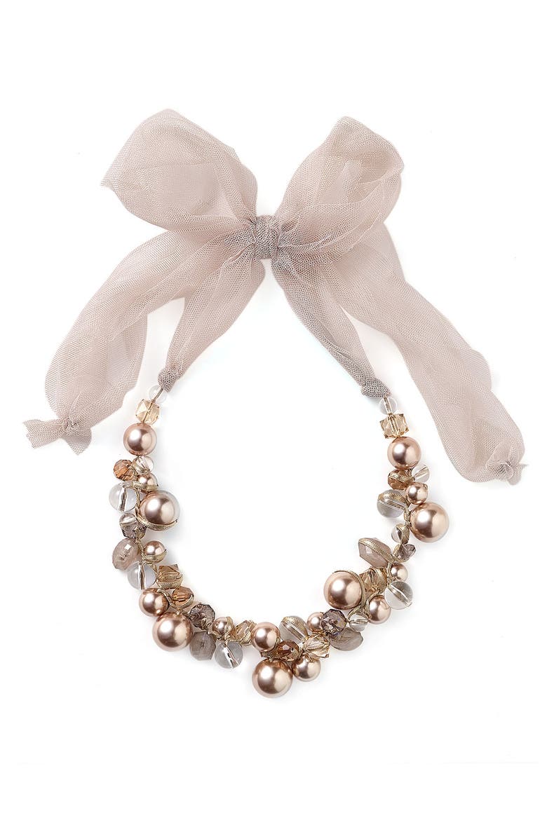Ribbon Bauble Necklace, Main, color, TAUPE