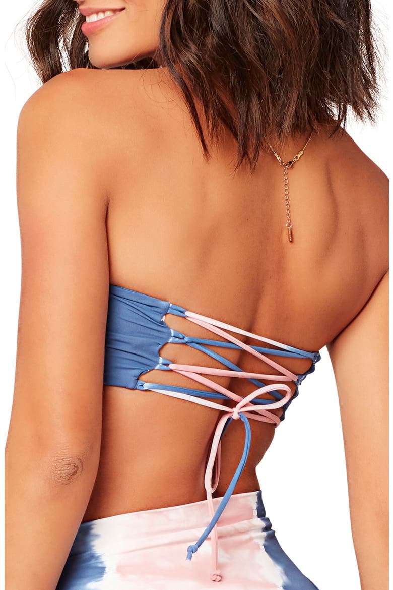 L Space Beach Wave Bandeau Bikini Top, Alternate, color, AMERICANA