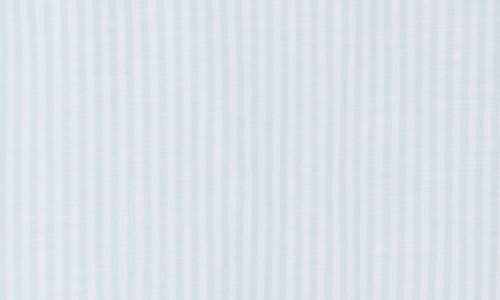 Vince Classic Stripe Linen Long Sleeve Shirt In Pale Blue/white