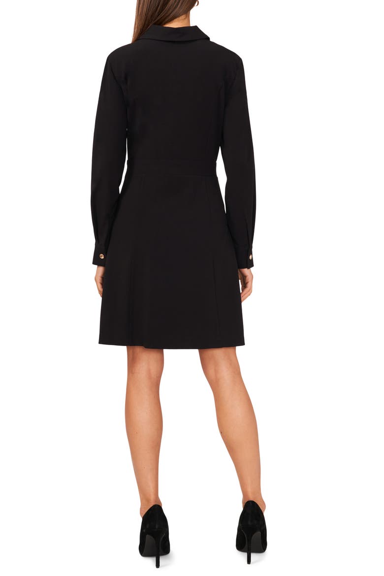 Button Front Long Sleeve Shirtdress, Alternate, color, RICH BLACK