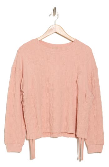 Shop Democracy Ruched Side Textured Knit Pullover In Maple Sugar