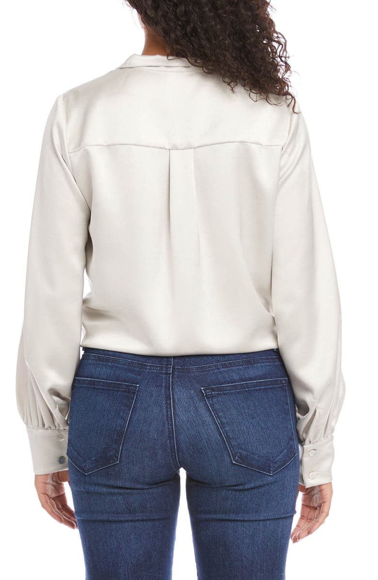 Karen Kane Tie Front Satin Top, Alternate, color, Champagne