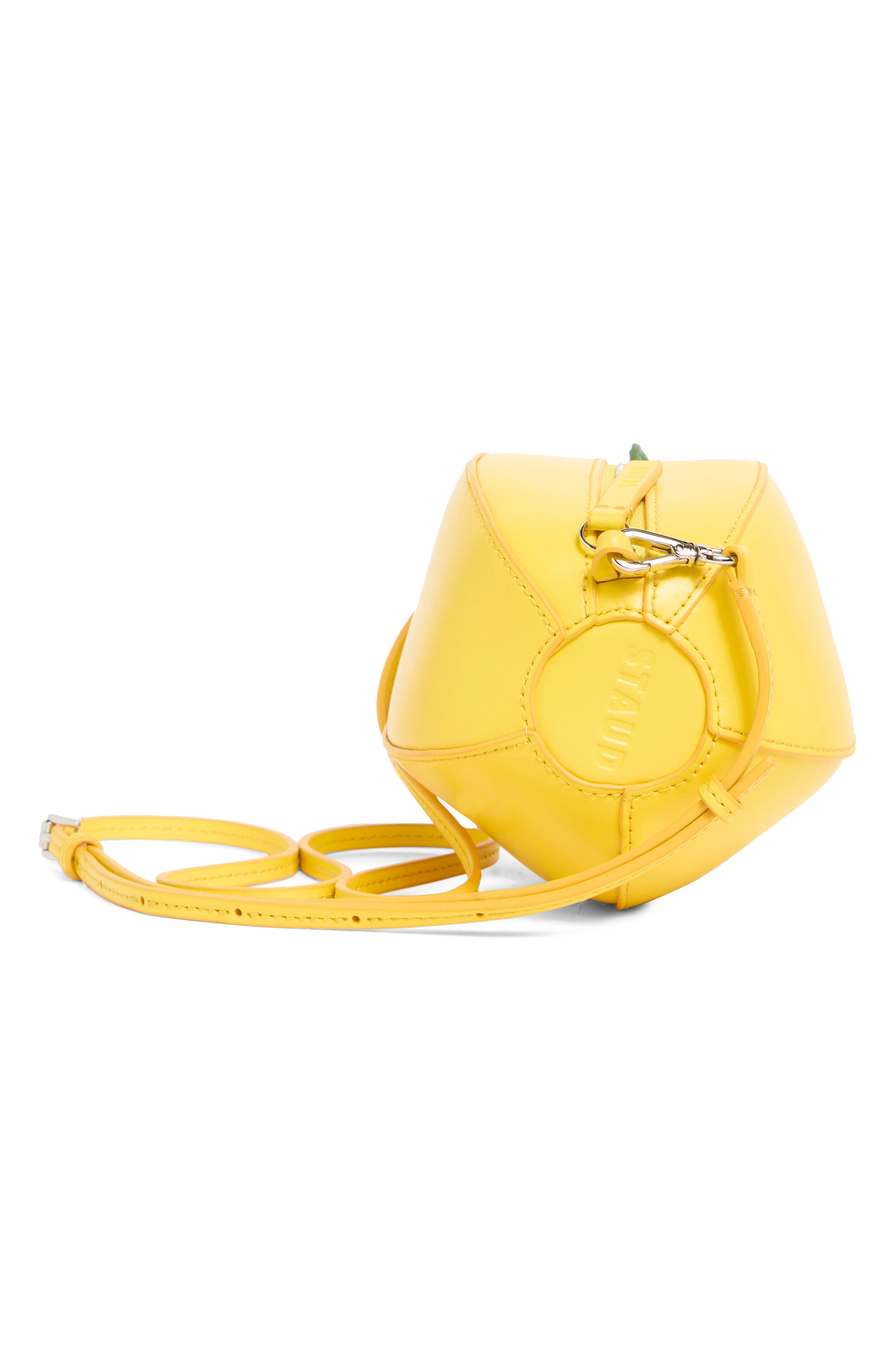STAUD Limona Leather Shoulder Bag, Alternate, color, Lemon