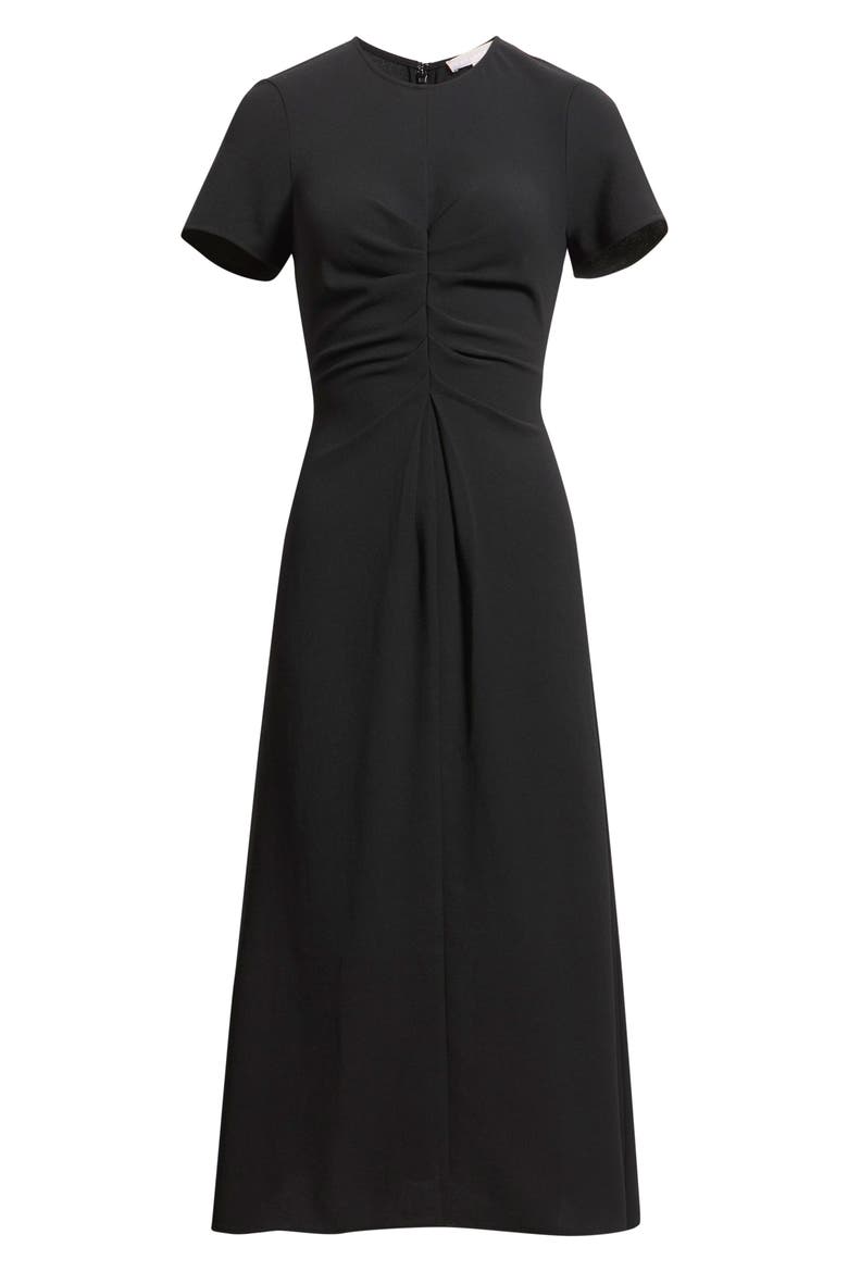 Ruched Front Midi Dress, Alternate, color, BLACK