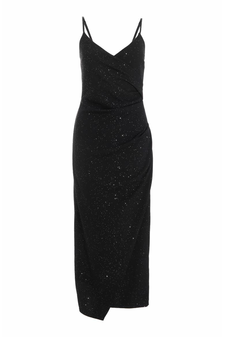 Glitter Liverpool Strappy Wrap Maxi Dress, Alternate, color, Black