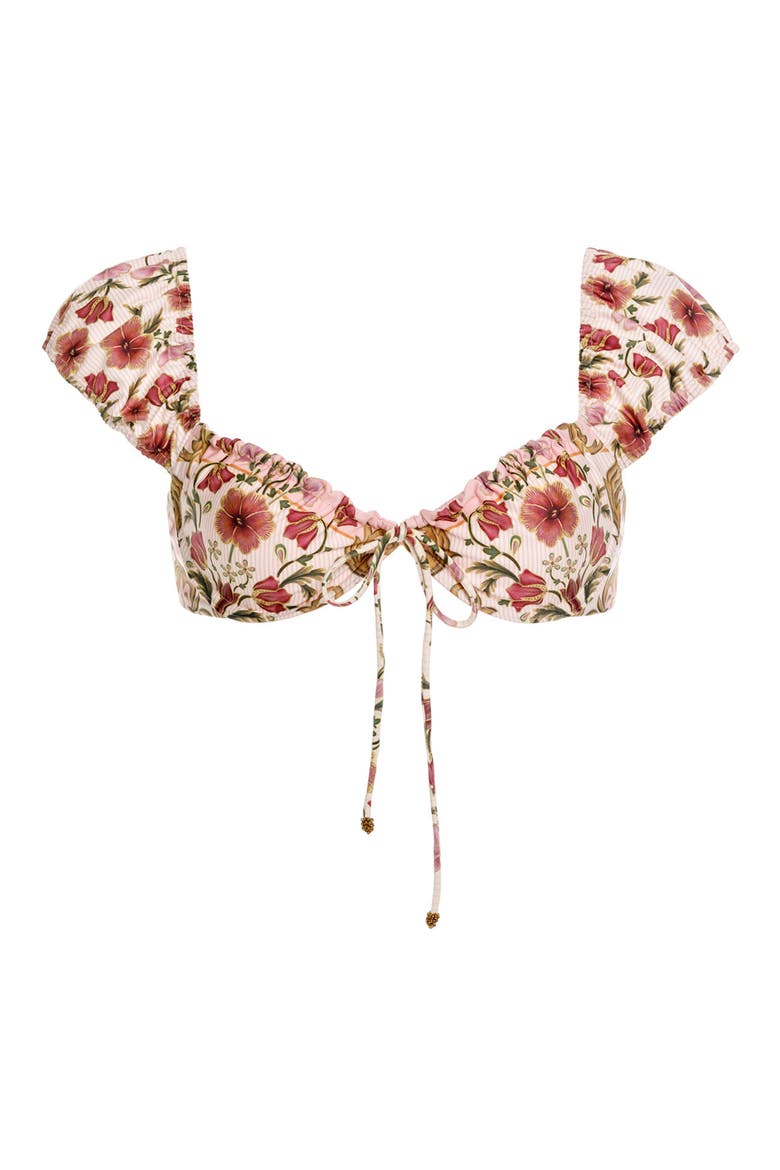 Lupita Cap Sleeve Bikini Top, Alternate, color, PINK