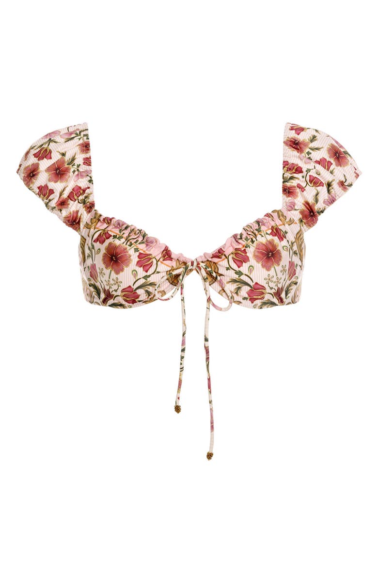 Agua Bendita Lupita Cap Sleeve Bikini Top, Alternate, color, Pink