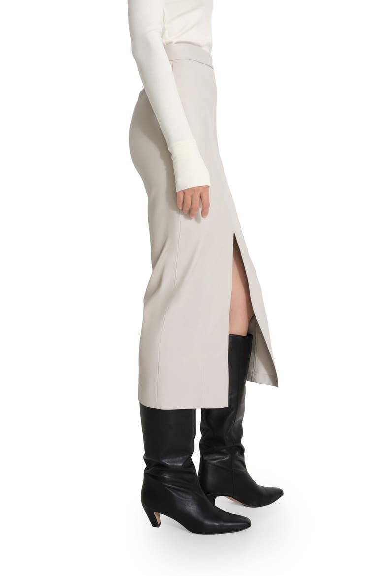 Nerida Faux Leather Midi Skirt, Alternate, color, BONE