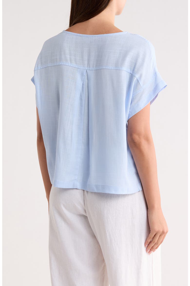 Split Neck Short Sleeve Top, Alternate, color, LIGHT BLUE-LIGHT BLUE