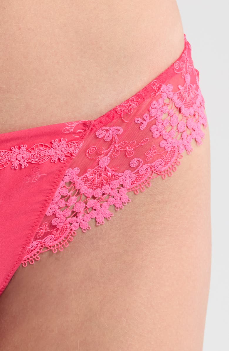 Simone Perele 'Wish' Embroidered Tanga Thong, Alternate, color, Fabulous Pink