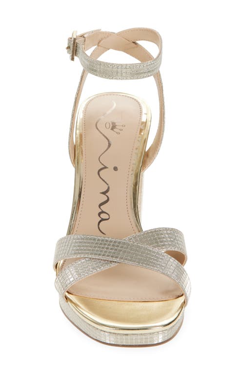 Nina Secelia Ankle Strap Platform Sandal In Platino