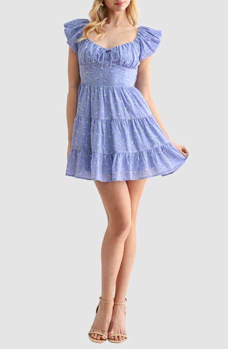 Lush Floral Puff Sleeve Fit & Flare Minidress