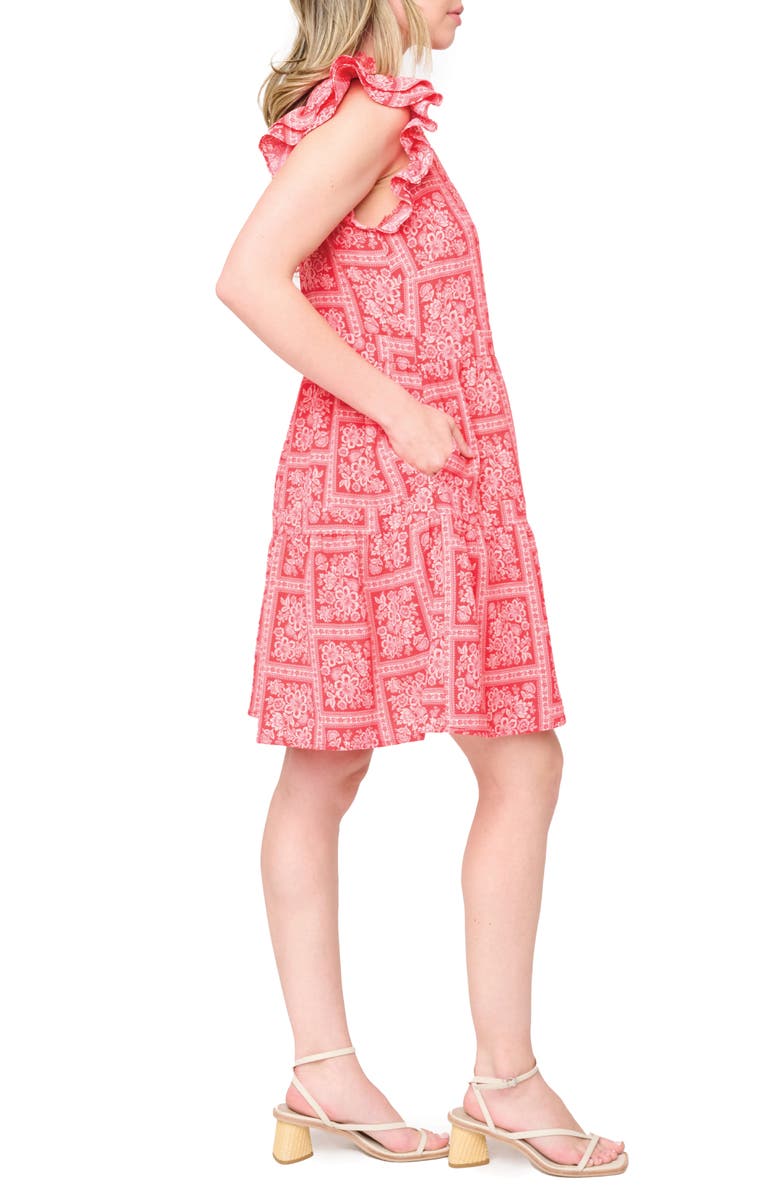 GIBSONLOOK Scarf Print A-Line Dress, Alternate, color, Red Scarf Print