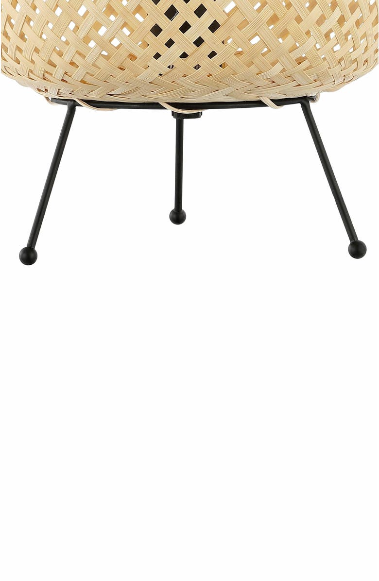 JONATHAN Y Palma Bohemian Rustic Iron/Rattan LED Mini Table Lamp with Smart Bulb, Alternate, color, Light Brown/Black