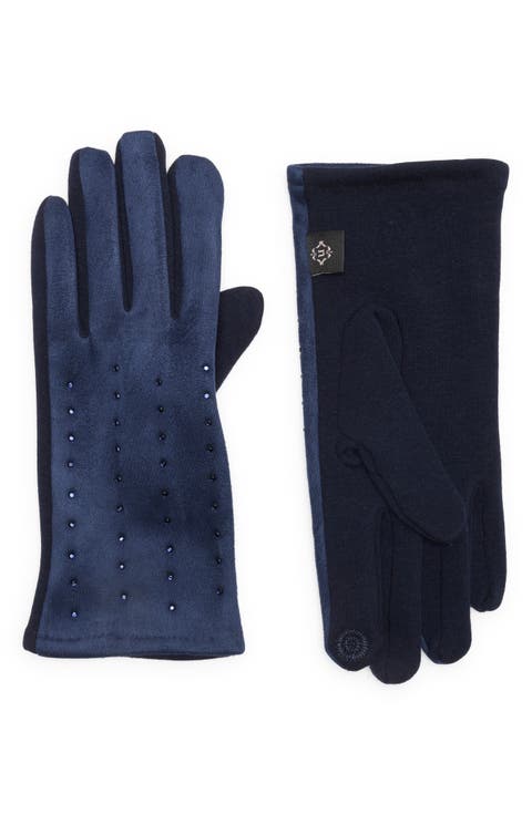 Rhinestone Knit Gloves