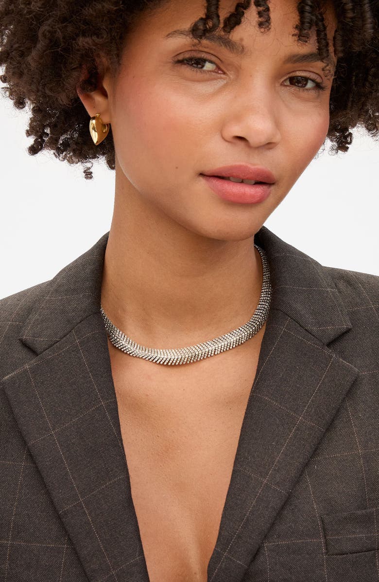 Clare V. Herringbone Pavé Collar Necklace, Alternate, color, Clear