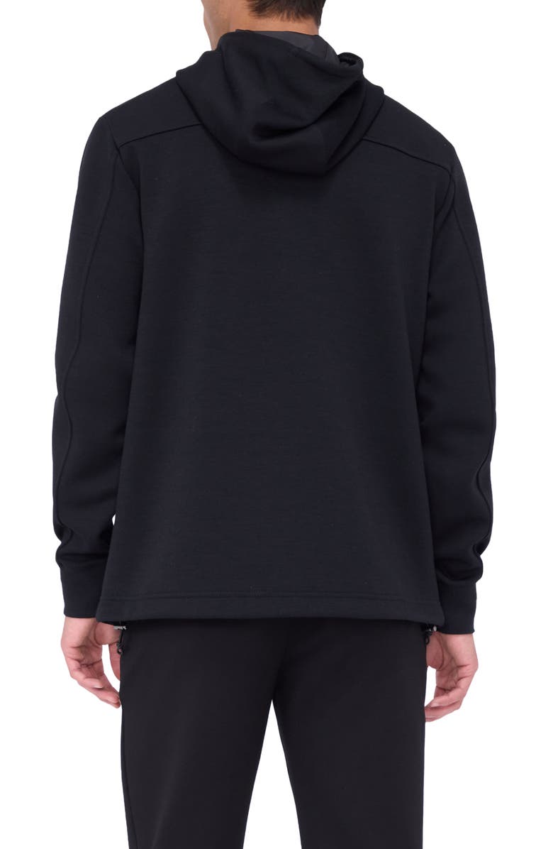 Bugatchi Wool & Nylon Quarter Zip Hoodie, Alternate, color, Black