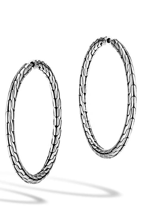 Carved Chain Hoop Earrings, 37mm