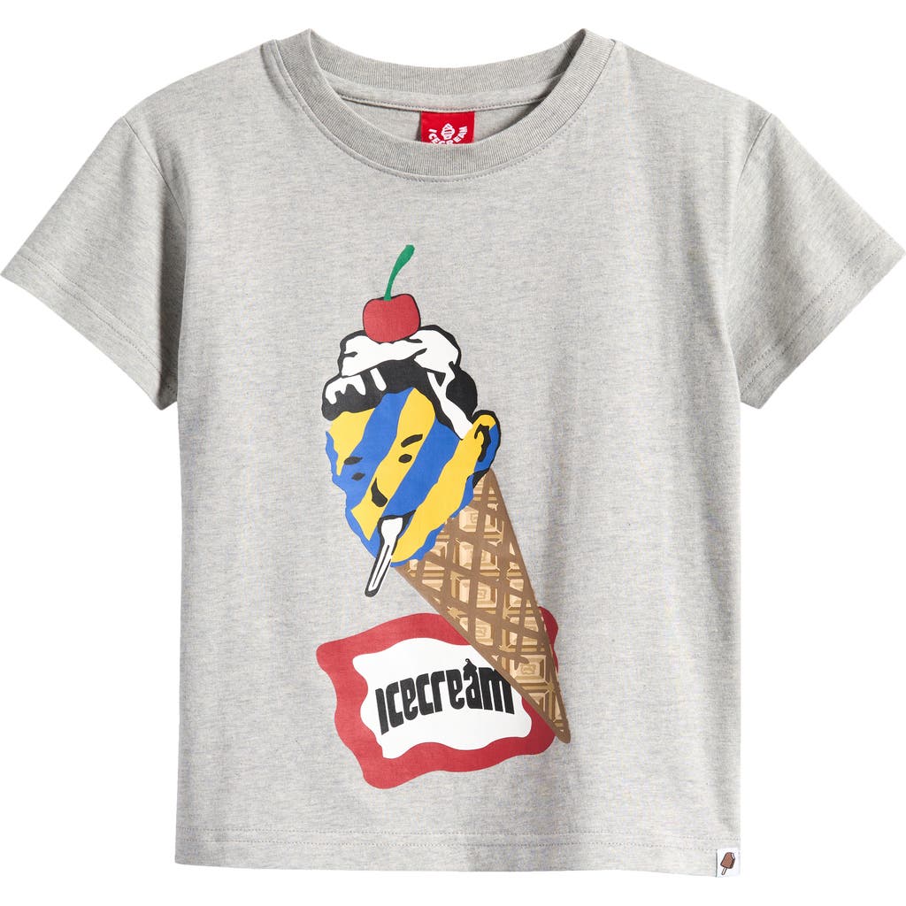 Icecream Kids' Coneman Cotton Graphic T-shirt In Gray
