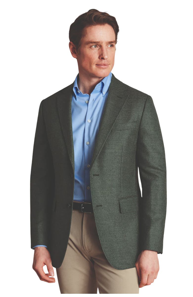 Charles Tyrwhitt Twill Wool Texture Slim Fit Jacket, Main, color, Sage Green