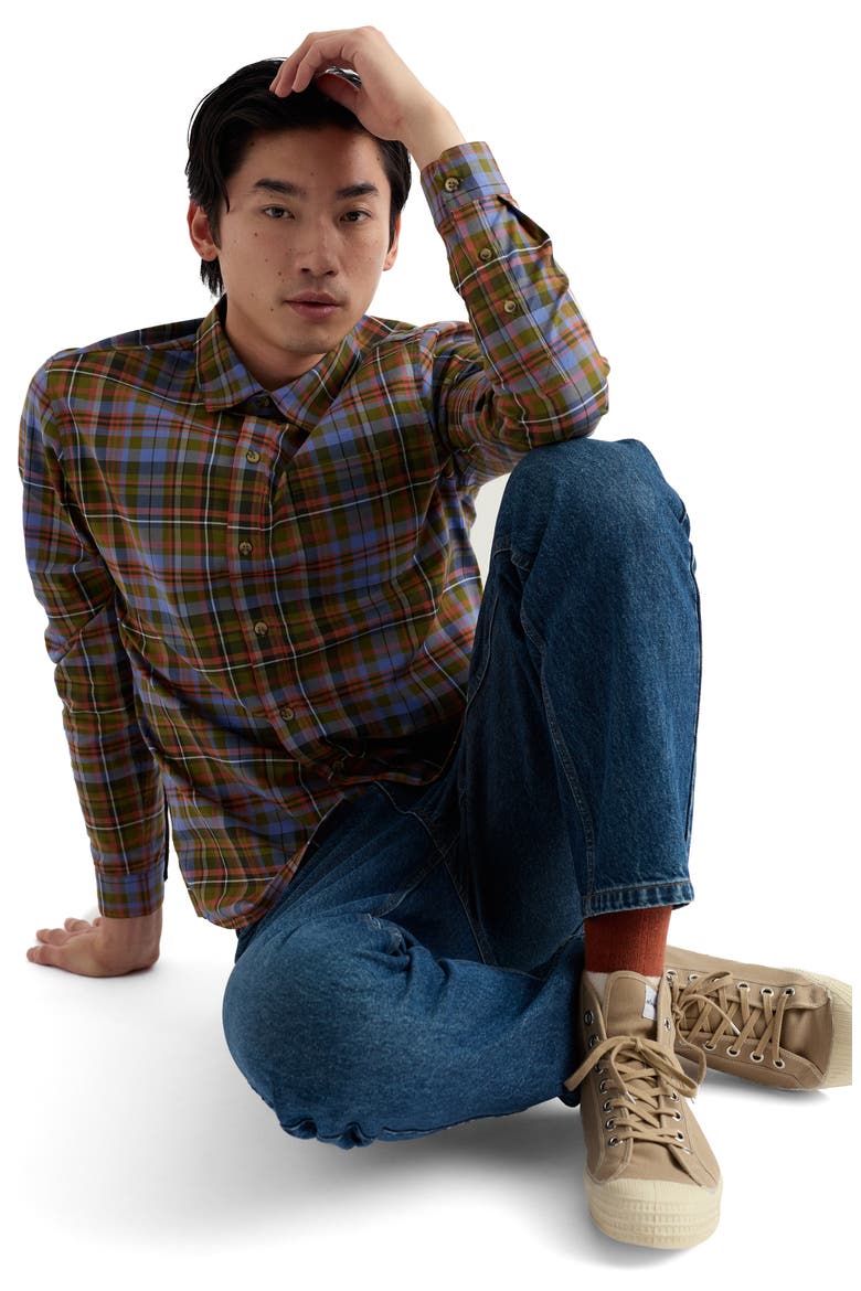 Goosander Plaid Organic Cotton Twill Button-Up Shirt, Alternate, color, AMANITA MULTI