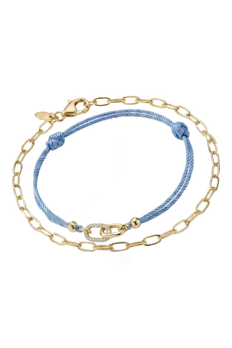 Set of 2 Friendship Bracelets, Alternate, color, GOLD/ BLUE
