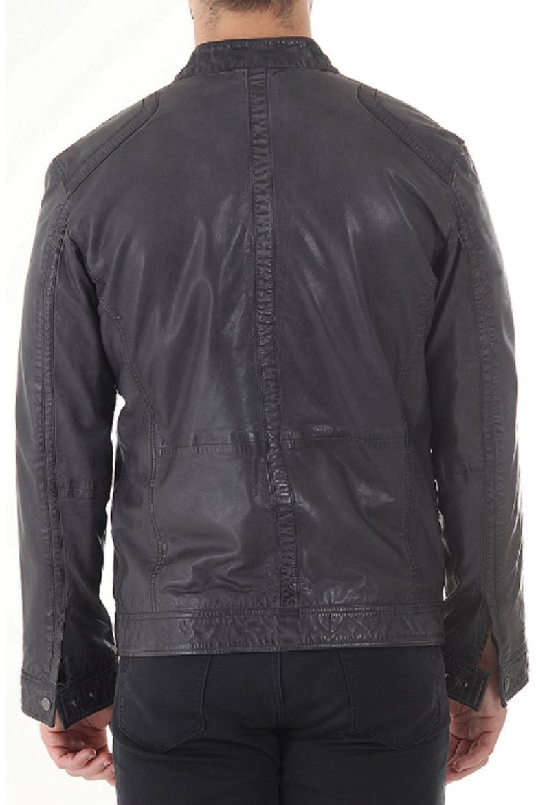 Water Resistant Leather Racer Jacket, Alternate, color, CHARCOAL